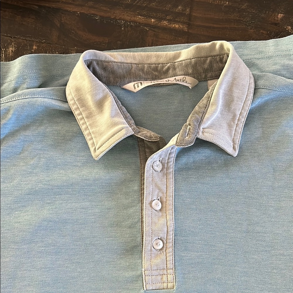 Travis Mathew Blue Gray Polo Golf Shirt Small